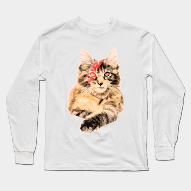 Cat Maine Coon Rock Red For Rocker & Rock Lover Long Sleeve T-Shirt by SHB-art